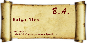 Bolya Alex névjegykártya